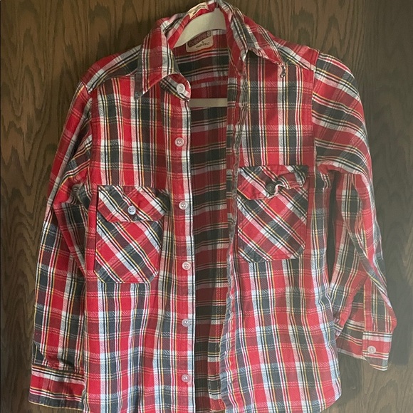 Classic Vintage Red Plaid Button Up Shirt - Picture 1 of 4